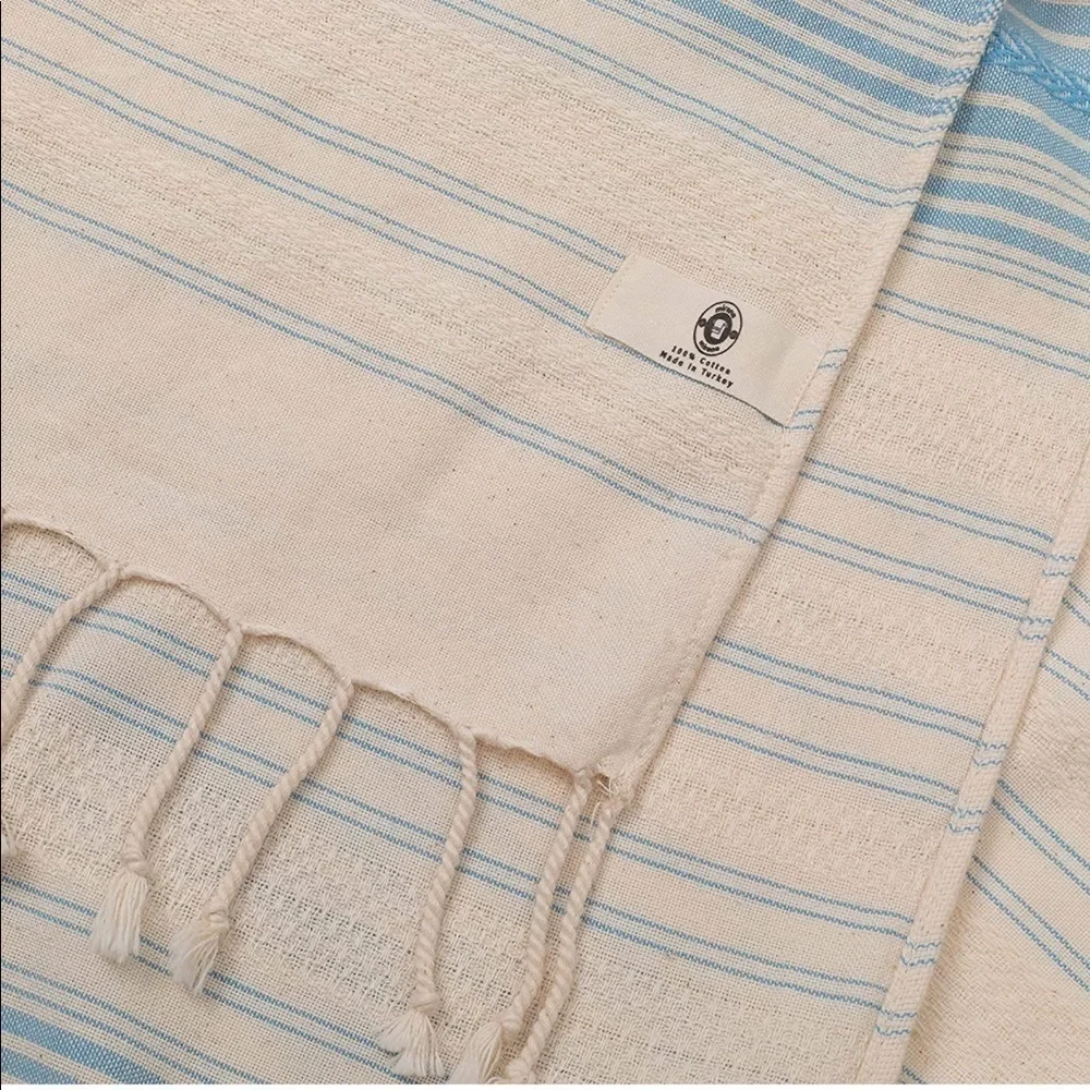 Brand New 100% Cotton Turkish Beach Towel Lightweight Light Blue 37”x71”